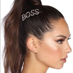 New Silver Boss Rhinestone Hair Pin